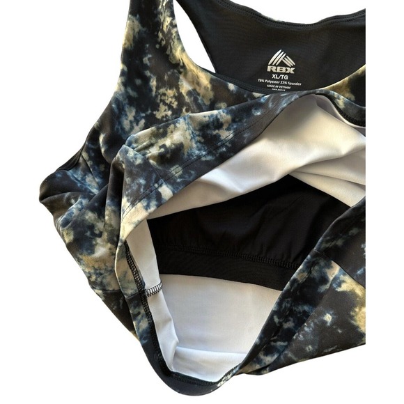 RBX Active Longline Racerback Sports Bra Size XL Blue Spatter Dye Pattern - Picture 4 of 5